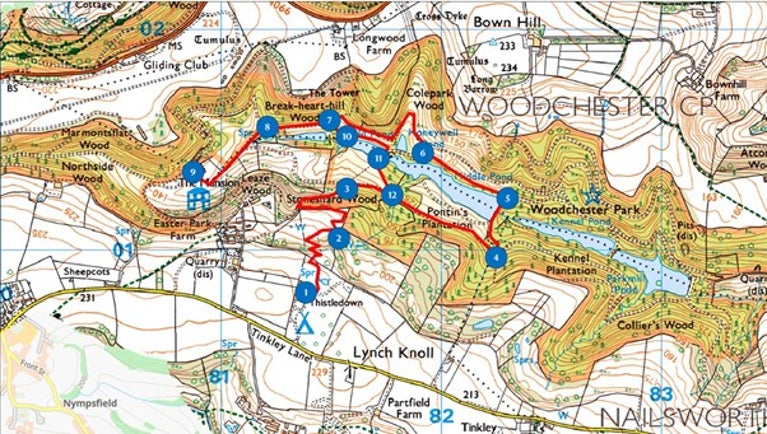 Tinkley Gate to Mansion trail map